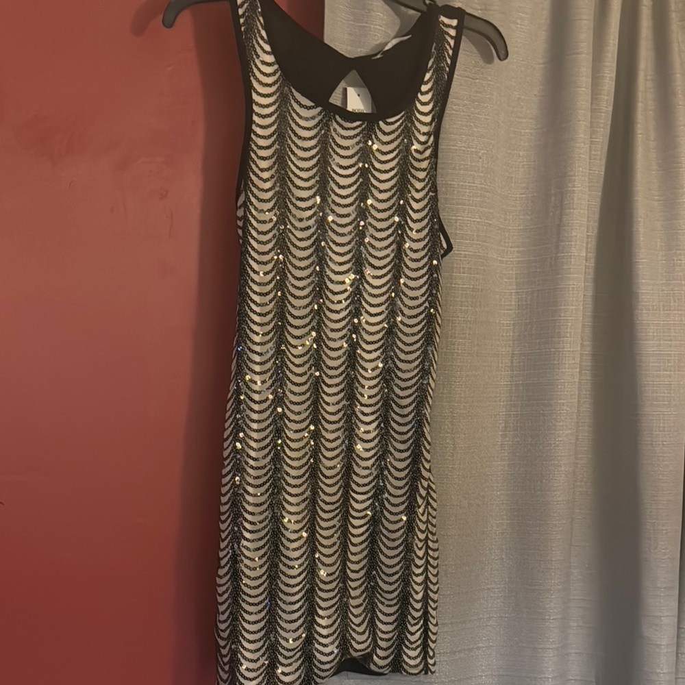 Black and Gold Sequin Dress